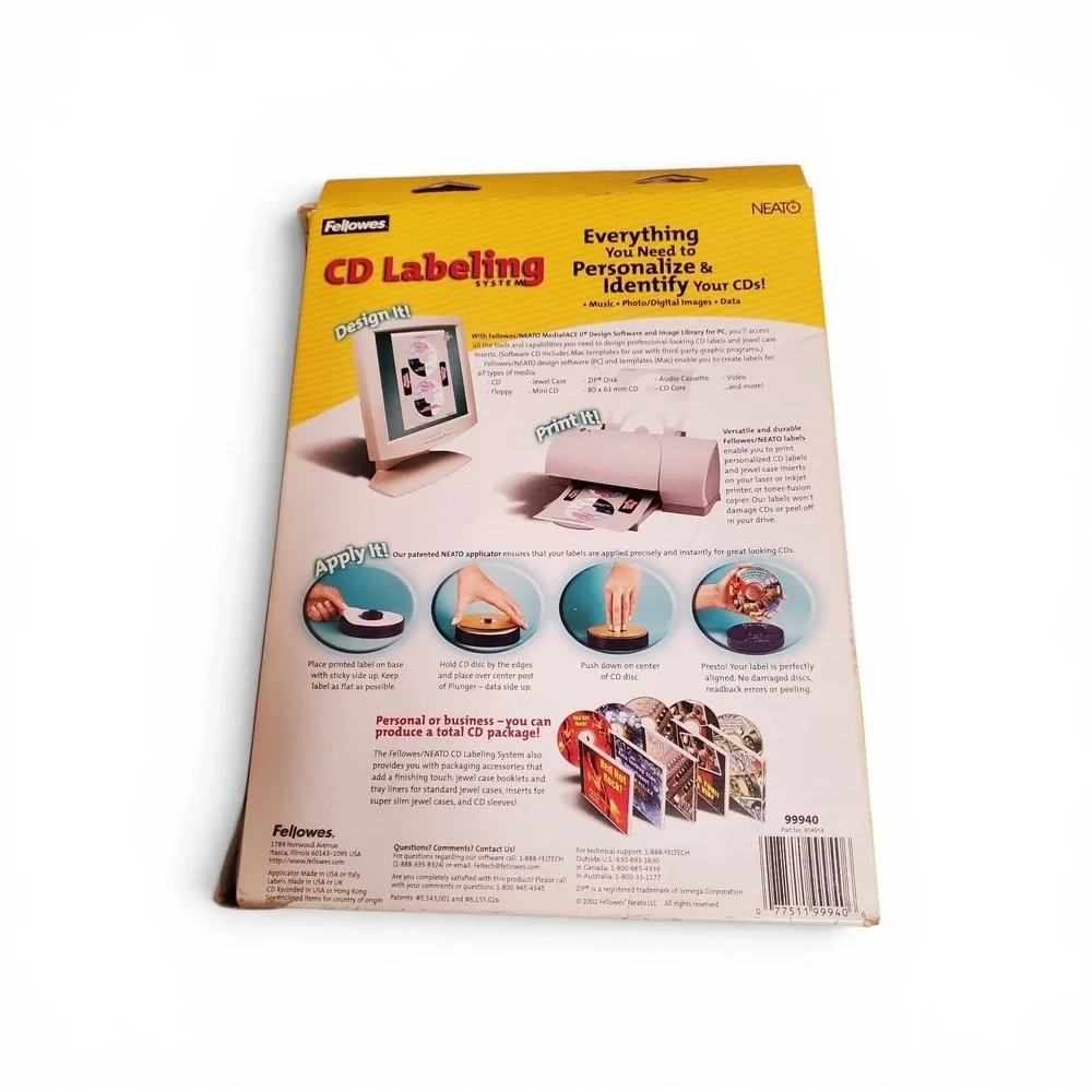 Fellowes NEATO CD Labeling System Kit 99940 with Applicator Software and Labels